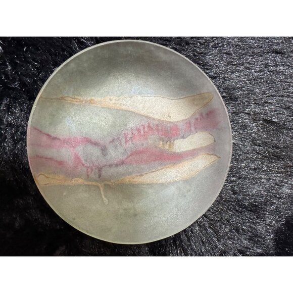 Rueven Round Handcrafted Abstract Glass Art Trinket Dish Jewelry Holder - Picture 2 of 5